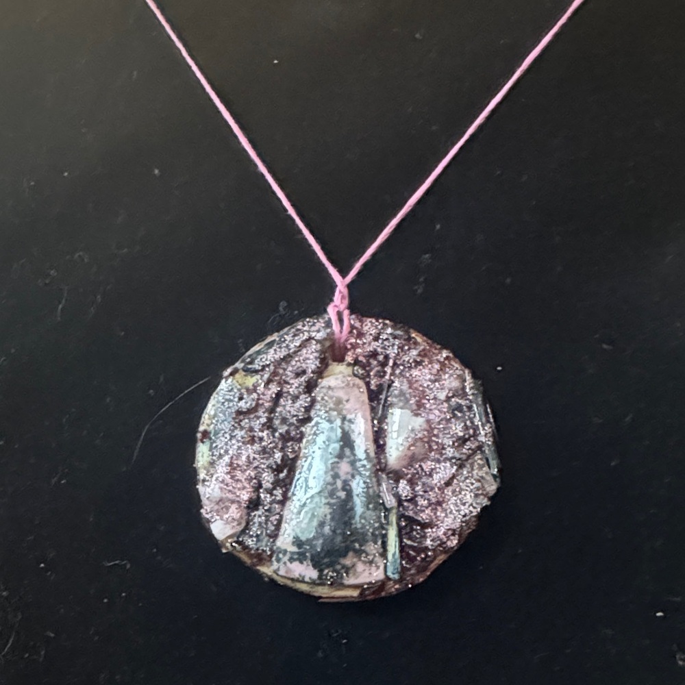 Elegant Rhodonite Surrounded by Garnet and Black Tournaline Pendant Necklace
